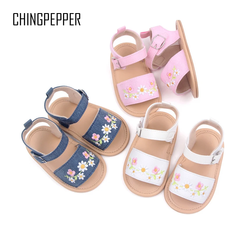 Top Trends: Brand Infant Girl Sandale Newborn Bebes Summer Crib Shoes Toddler Footwear For 1 Year Soft Rubber Sole Canvas Sandalen Baby Item Shoppable Styles