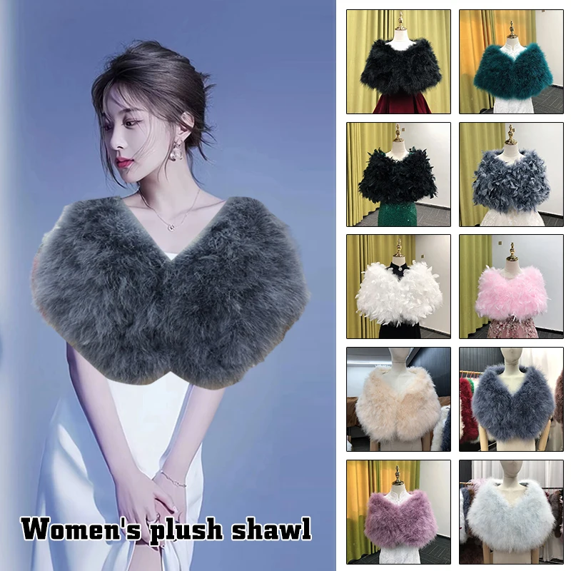 Top Trends: Solid Color Fur Shawls Elegant White Ostrich Feather Coats Wedding Fur Boleros Bridal Shawls Jackets For Evening Dresses Shoppable Styles