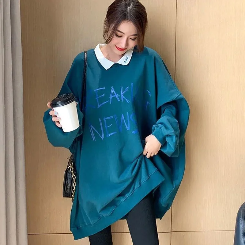 Top Trends: Casual Printing Letter Oversized T-shirt Spring Autumn Long Sleeve Loose Plus Size Youth Pullovers Fashion Trend Women Clothing Shoppable Styles