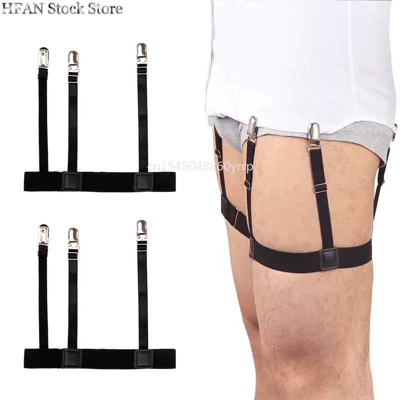 Top Trends: 2 Pcs Men Shirt Stays Belt With Non-slip Locking Clips Keep Shirt Tucked Leg Thigh Suspender Garters Strap Shoppable Styles