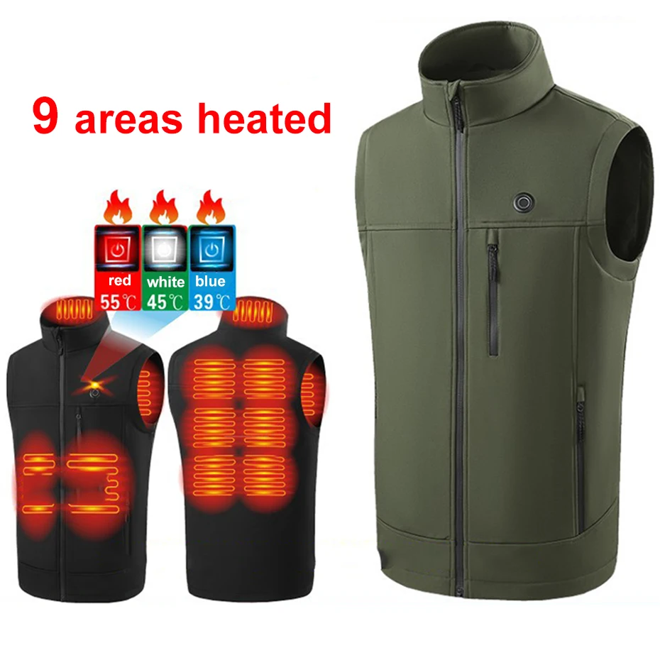 Top Trends: USB Heating Vest Jacket Men Winter Warm Vests Infrared 9 Heating Areas Vest Jacket Electric Heated Vest Male Shoppable Styles