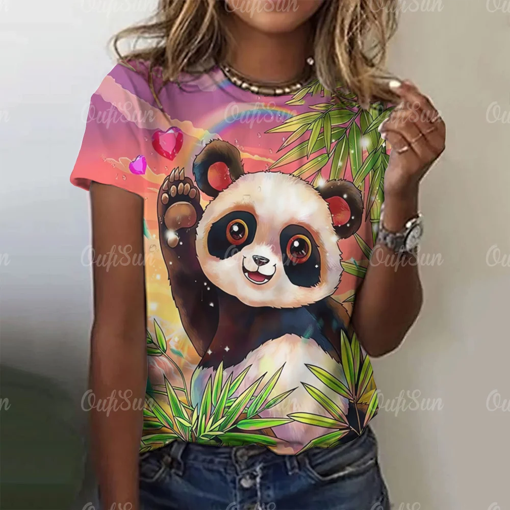 Top Trends: Kawaii Vintage Anime Panda Print T Shirt Funny Women Summer Casual Short Sleeve Tshirts Female Loose Tops Ropa Y2k Hombre Tees Shoppable Styles