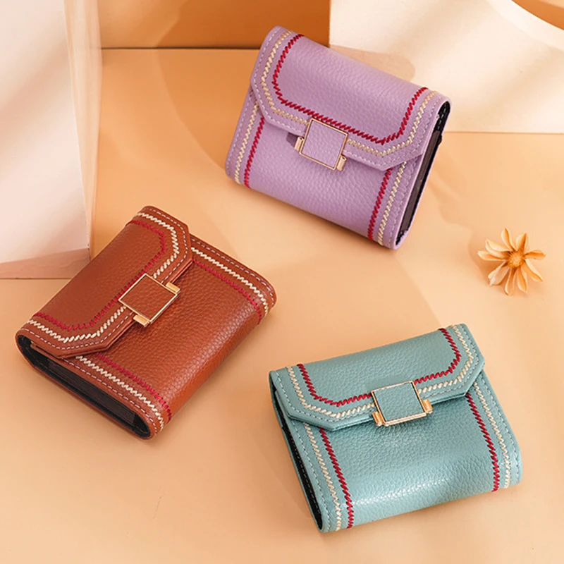 Top Trends: Leather Card Holder Multiple Slots ID Card Case Women's Short Wallet Coin Purse Organizer Credit Bank Cards Cash Storage Pouch Shoppable Styles