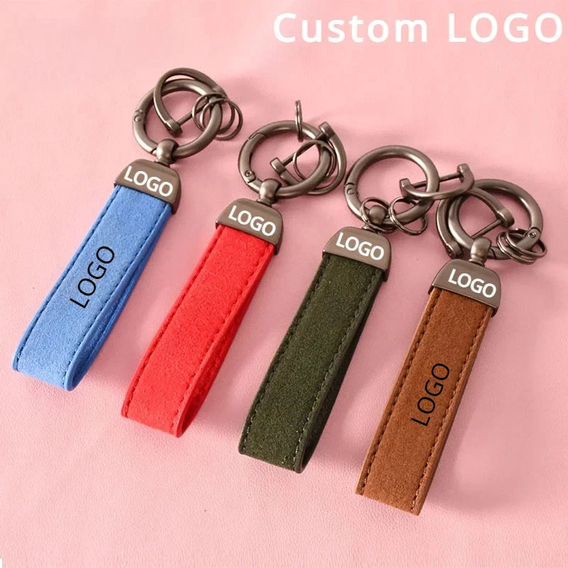 Top Trends: Customized Retro Vintage Suede Leather Keychain For Men And Women Car Logo Metal Key Chain Pendant Laser Engrave Keyring Gift Shoppable Styles