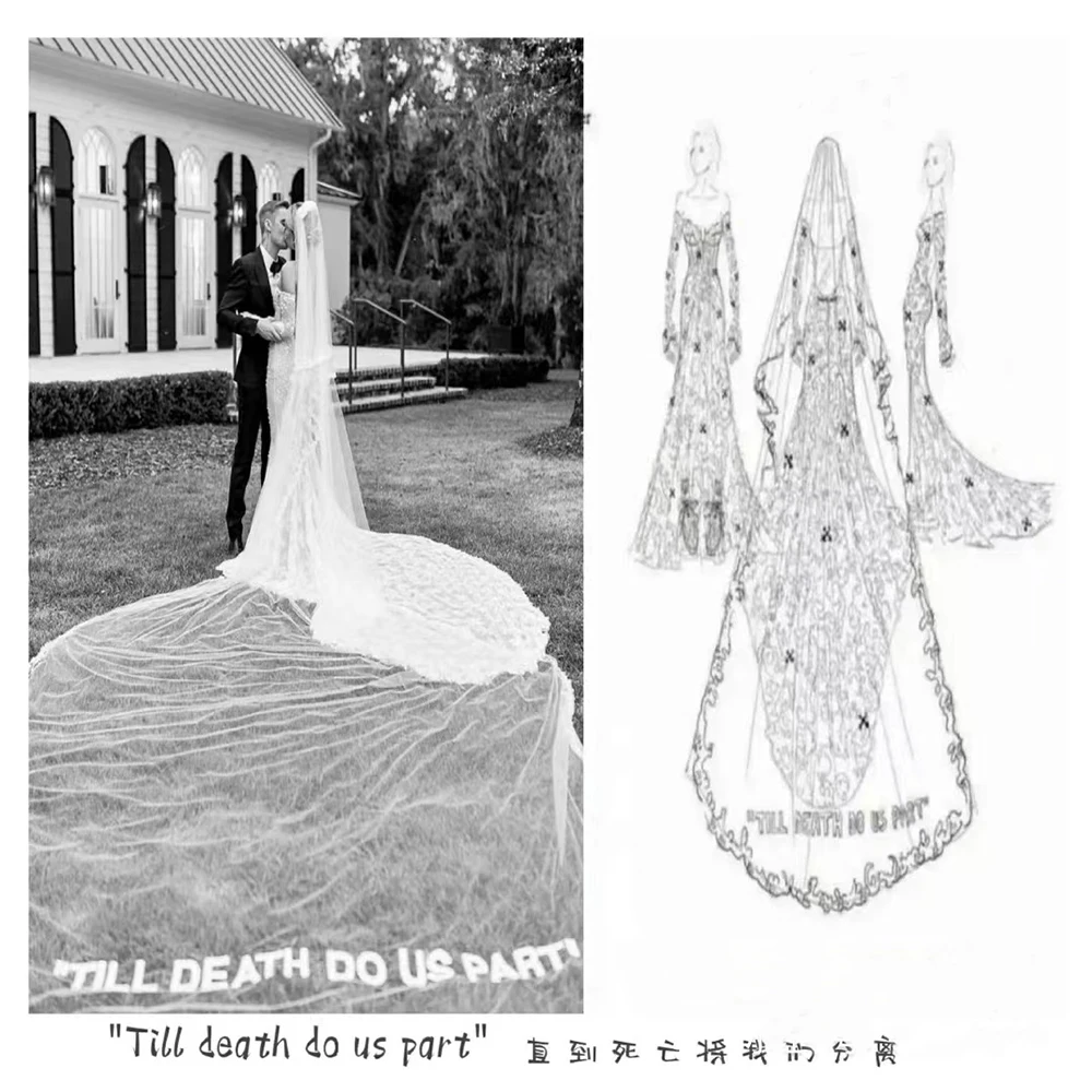 Top Trends: Custom Embroidered Word Bridal Wedding Veil Shoppable Styles - Image 6