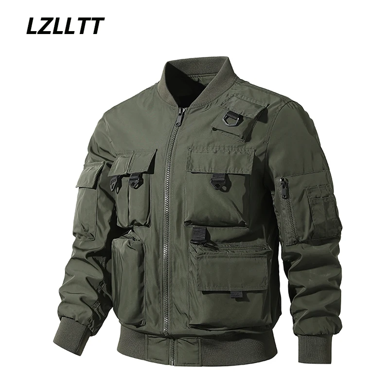 Top Trends: Spring Autumn New Military Bomber Jacket Men Windproof Casual Multi-Pocket Tactical Jacket Coat Outwear Slim Pilot Jackets Male Shoppable Styles