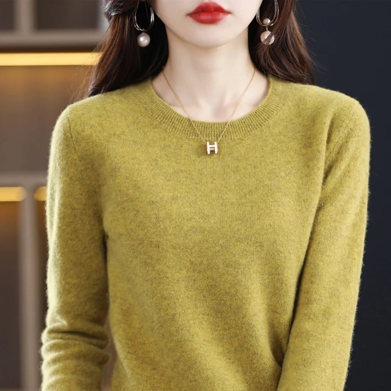 Top Trends: Autumn And Winter New Cashmere Sweater 100% Pure Wool Ladies O-neck Knit Pullover Fashion Loose Warm Bottoming Shirt Top Shoppable Styles