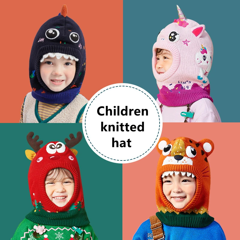 Top Trends: New Winter Cute Children Cartoon Unicorn Scarf Gloves Hat Double Fleece Warmth Boy Girl Child Autumn Windproof Knit Hat Shoppable Styles