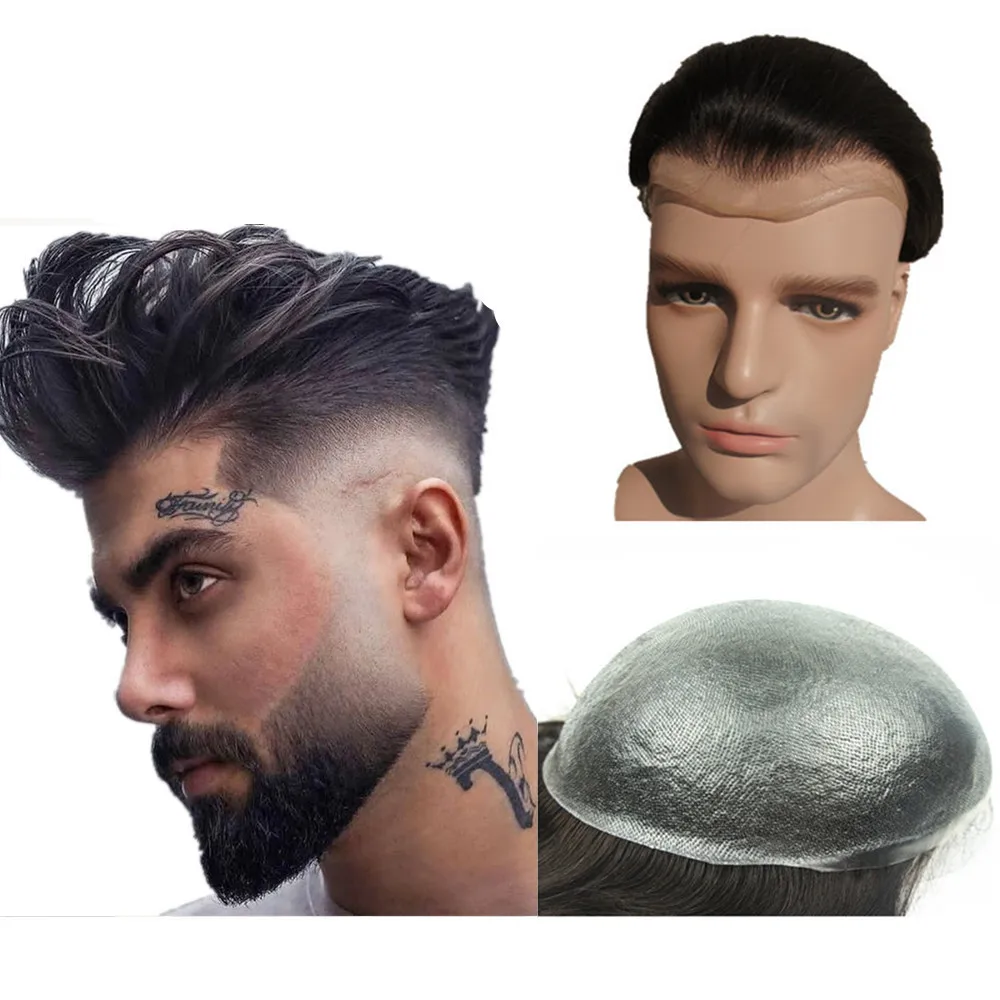 Top Trends: Toupee For Men 0.04mm Thin Skin PU Human Hair Prosthesis And Hair Units Hair Replacement System Base 10*8 Shoppable Styles