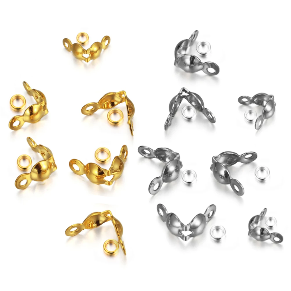 Top Trends: 50pcs / lot Stainless Steel Gold Plated Connector Clasp Crimp End Beads For Bracelet Necklace Chains DIY Jewelry Making Supplies Shoppable Styles