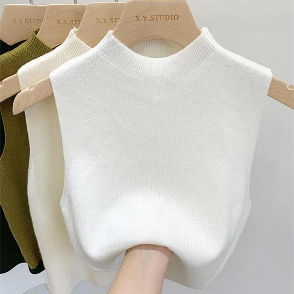 Top Trends: Summer Knitted Tank Tops Women Crop Tops Girls Casual Sport Vest Camisole Off Shoulder Green High Neck Ribbed Women&#039;s Tank Top Shoppable Styles