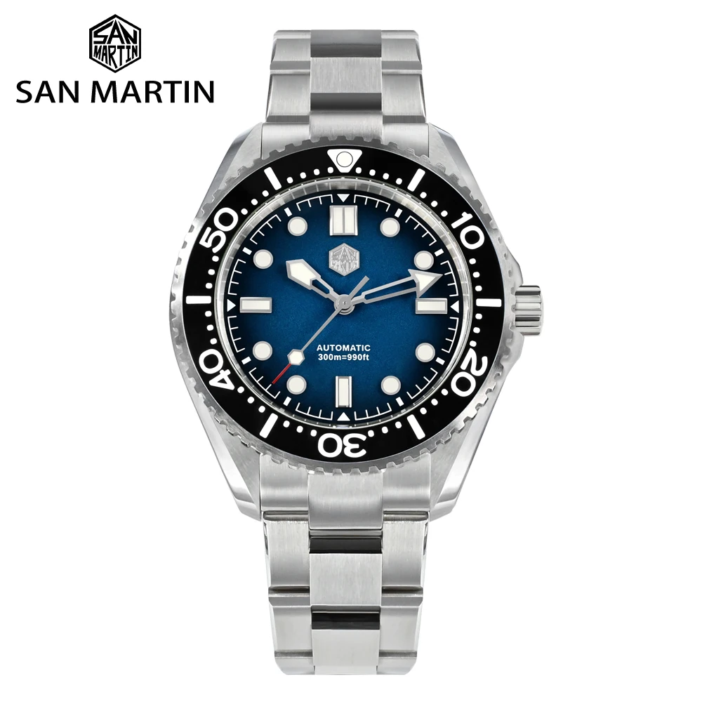 Top Trends: San Martin Diving Sports Men Wristwatch 300m Helium Device Blue Luminous NH35 Automatic Mechanical Watch 42.5mm Upgraded SN0036 Shoppable Styles