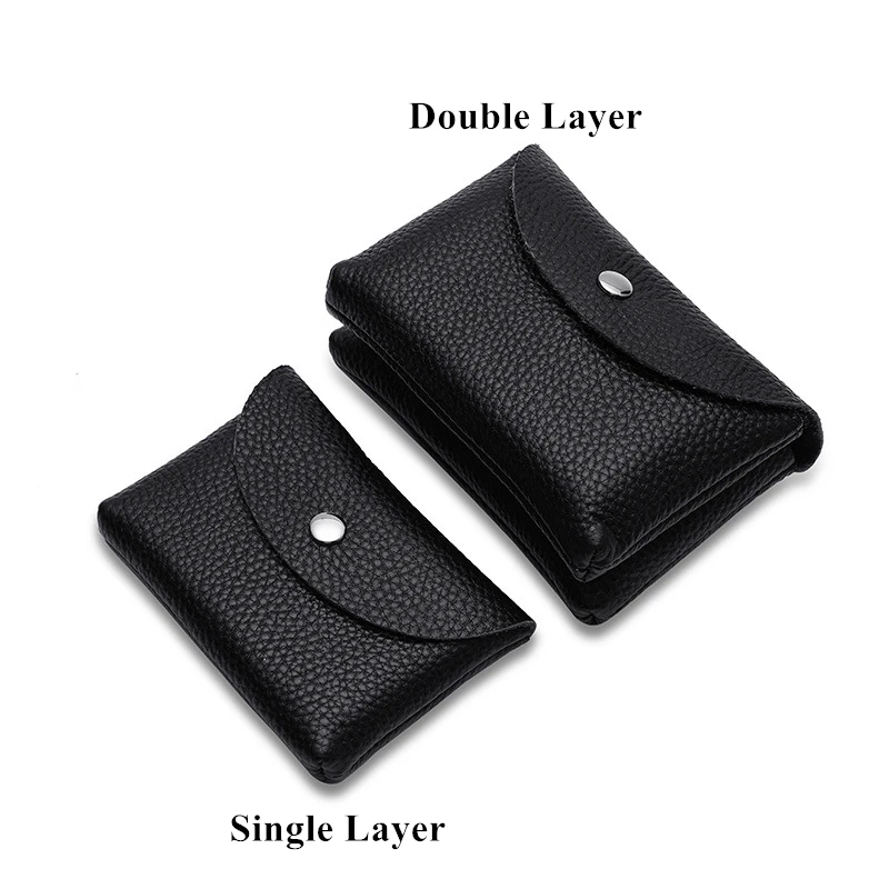 Top Trends: Large Capacity Cowhide Unisex Coin Wallets Vintage Double Layer Mini Clutch Money Bag Small Hasp Purses Credit ID Card Holders Shoppable Styles - Image 2