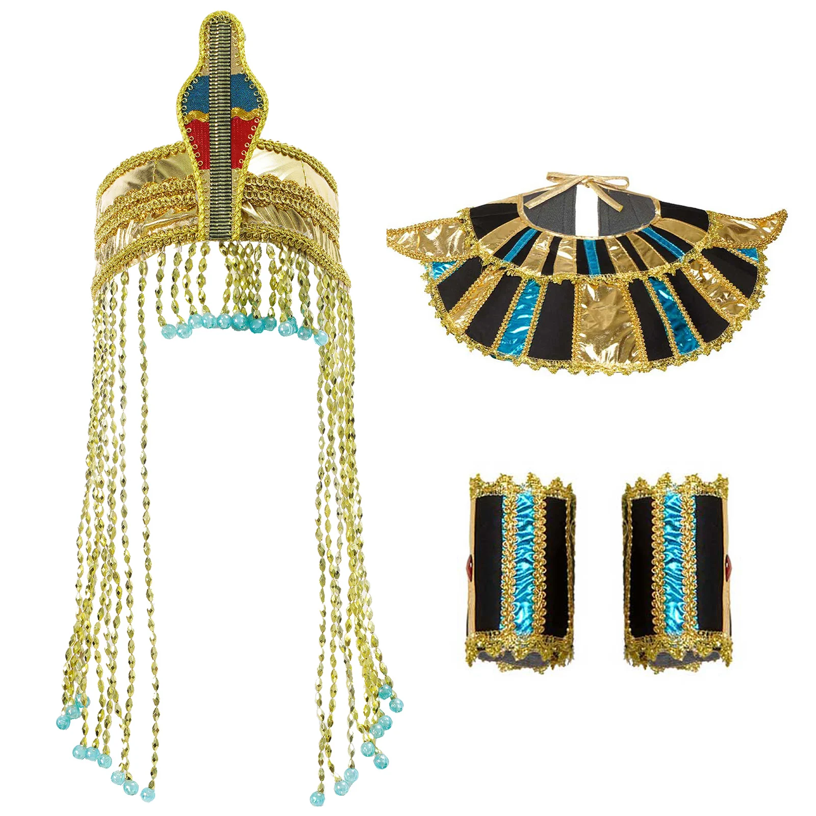 Top Trends: Egyptian Pharaoh Costume Accessories Headdress Collar Arm Sleeves Belt Set Halloween Ancient Rome Cleopatra Cosplay Clothing Shoppable Styles