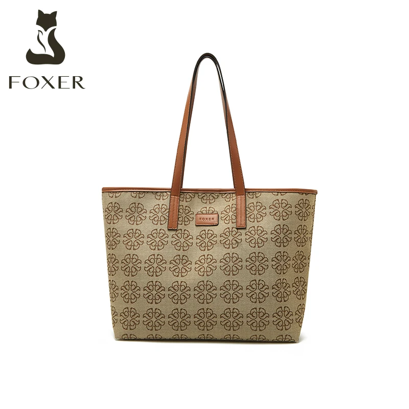 Top Trends: FOXER Brand Design Shoulder Bag Women&#039;s PU Leather Monogram Handbag Large Capacity Lady Office Tote Bag Commuter Top Handle Bags Shoppable Styles