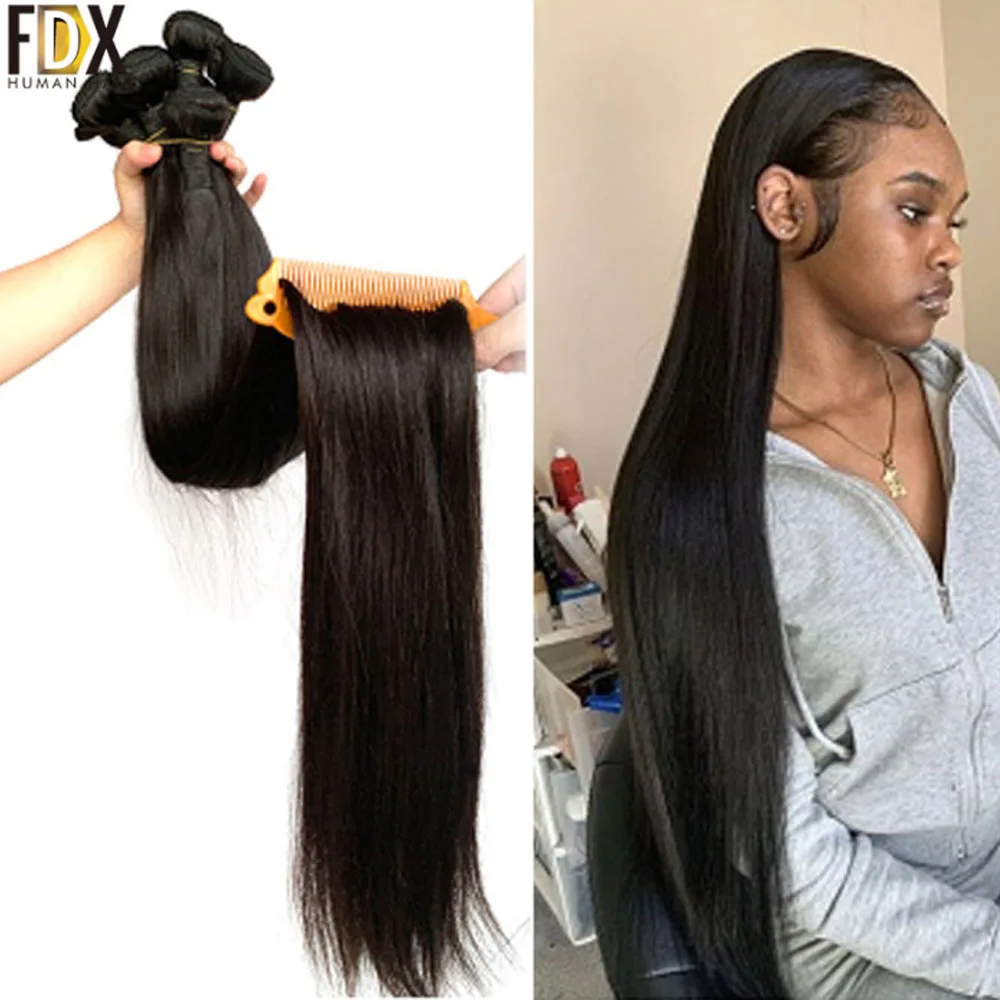 Top Trends: FDX 30 32 34 36 38 40 Inch Silky Straight Brazilian Hair Weave Bundles 100% Remy Human Hair Bundles 1 / 3 / 4 Pieces Natural Color Shoppable Styles