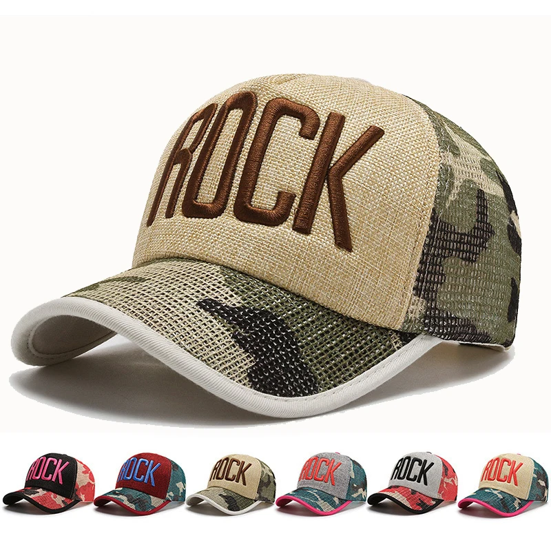 Top Trends: Baseball Cap Summer Net Cap ROCK Letters Embroidery Trendy Baseball Cap Breathable Prevent Bask In Shade Baseball Cap For Adult Shoppable Styles