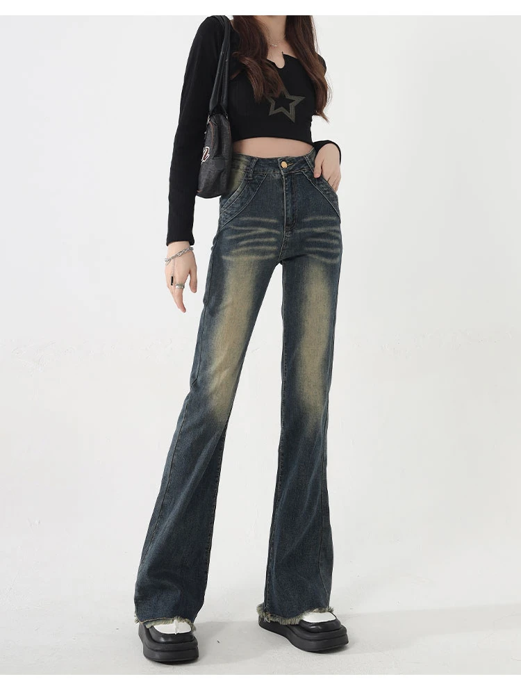 Top Trends: Women&#039;s High Waist Skinny Slimming Jeans American Fashion Vintage Streetwear Wide Leg Flare Pants Female Straight Denim Trousers Shoppable Styles