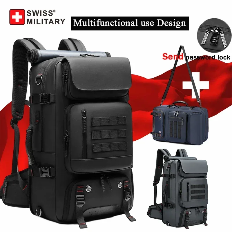 Top Trends: SWISS MILITARY Men Travel Backpack Waterproof 17 Inch Business Laptop Backpack Outdoors Climbing Anti-theft Luggage Bag Mochila Shoppable Styles