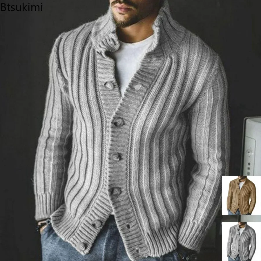 Top Trends: 2024 Men&#039;s Thick Warm Sweater Vintage Autumn Winter Knitted Men Cardigan Sweater Long Sleeve Casual Coats Jacket Mens Clothing Shoppable Styles