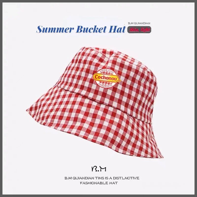 Top Trends: New Beautiful Red Plaid Cochonou Bob Hats Women Summer Bucket Hats Adult Casual Cotton Reversible Outdoor Femme Gorros Wholesale Shoppable Styles