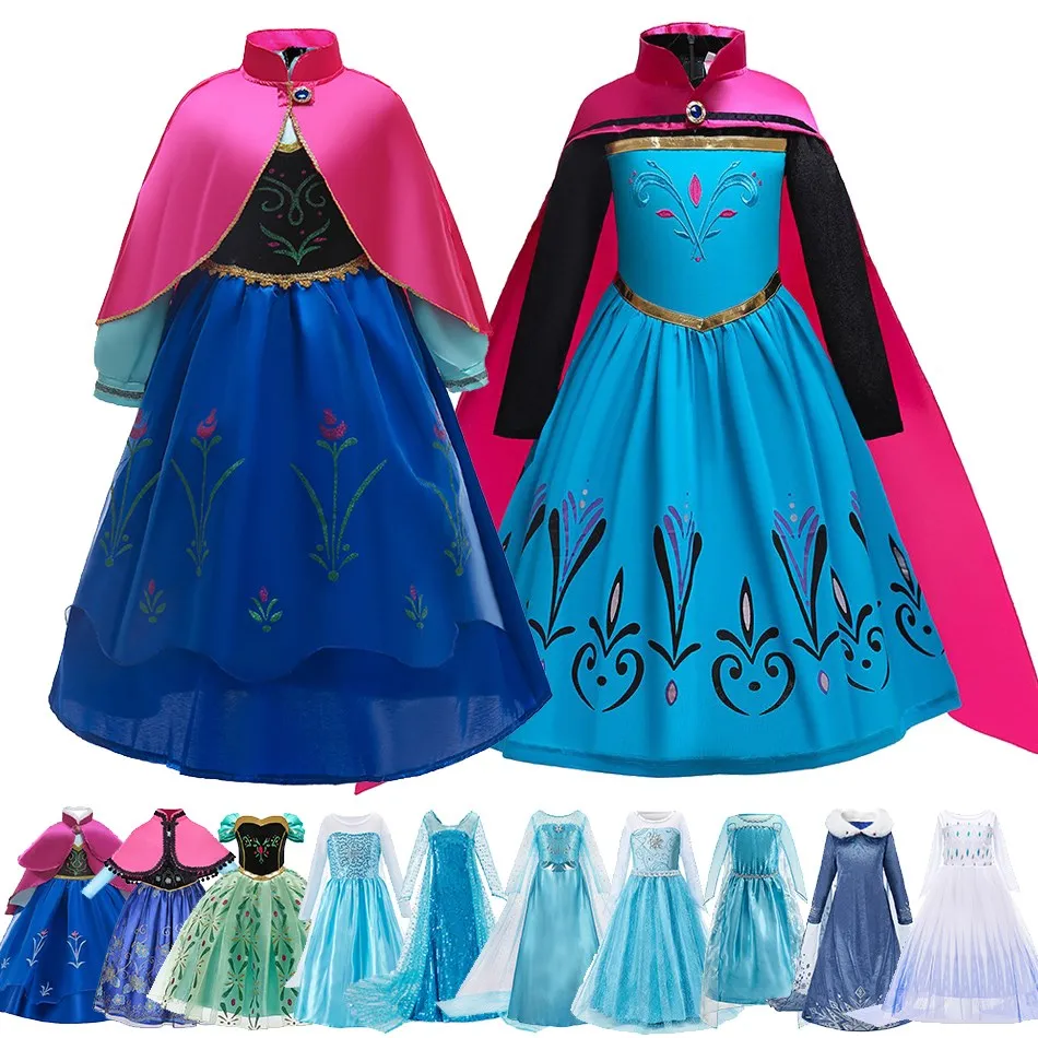 Top Trends: Girl Anna Elsa Dress Kids Halloween Cosplay Costume Children Princess Dresses Carnival Birthday Elegant Party Clothes 3-10 Years Shoppable Styles