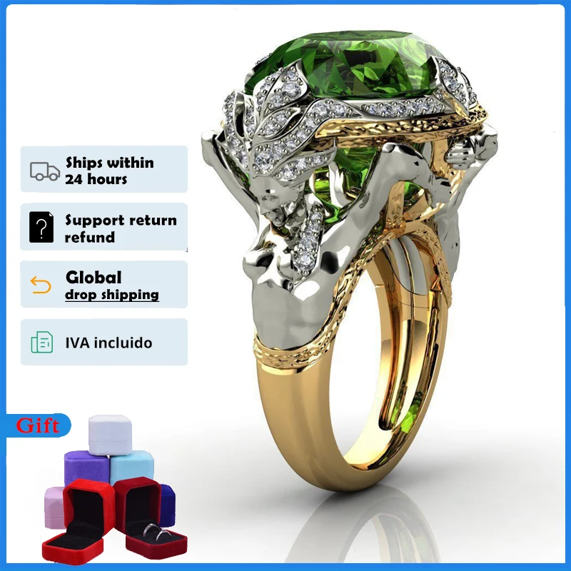 Top Trends: HOYON 14K Yellow Gold Color Emerald Gemstone Ring For Women Fine Anillos De Anel Bijoux Femme Jewellery Bizuteria Jade Free Ship Shoppable Styles