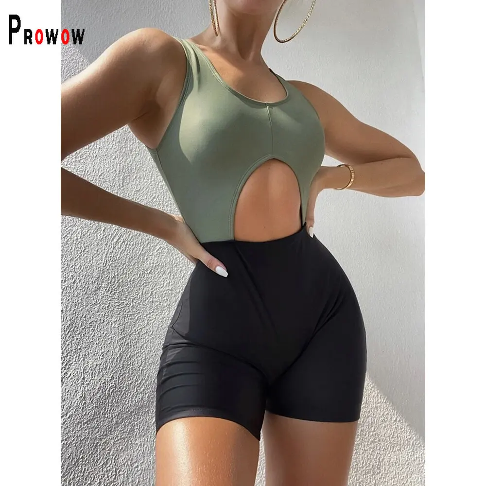 Top Trends: Prowow Sporty Style Women Swimsuits 2023 New Summer Block Color One-piece Bikinis Bating Wear Female Beach Outfits Bikini Mujer Shoppable Styles