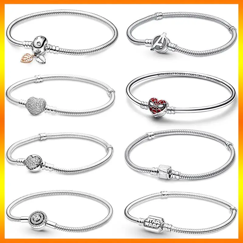 Top Trends: New In 925 Sterling Silver Snake Chain Charm Bracelet Fits Pan Original Pendant Charm Bead For Women Heart Bracelets Jewelry Shoppable Styles