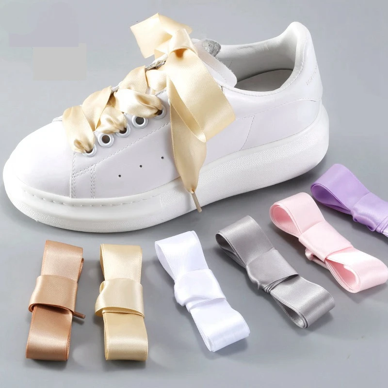 Top Trends: 1Pair 2 CM High Quality Silk Fabric Shoelace Width Silk Satin Shoelaces Ribbon Shoe Laces Boots Women Sneakers ShoeLace 19 Color Shoppable Styles