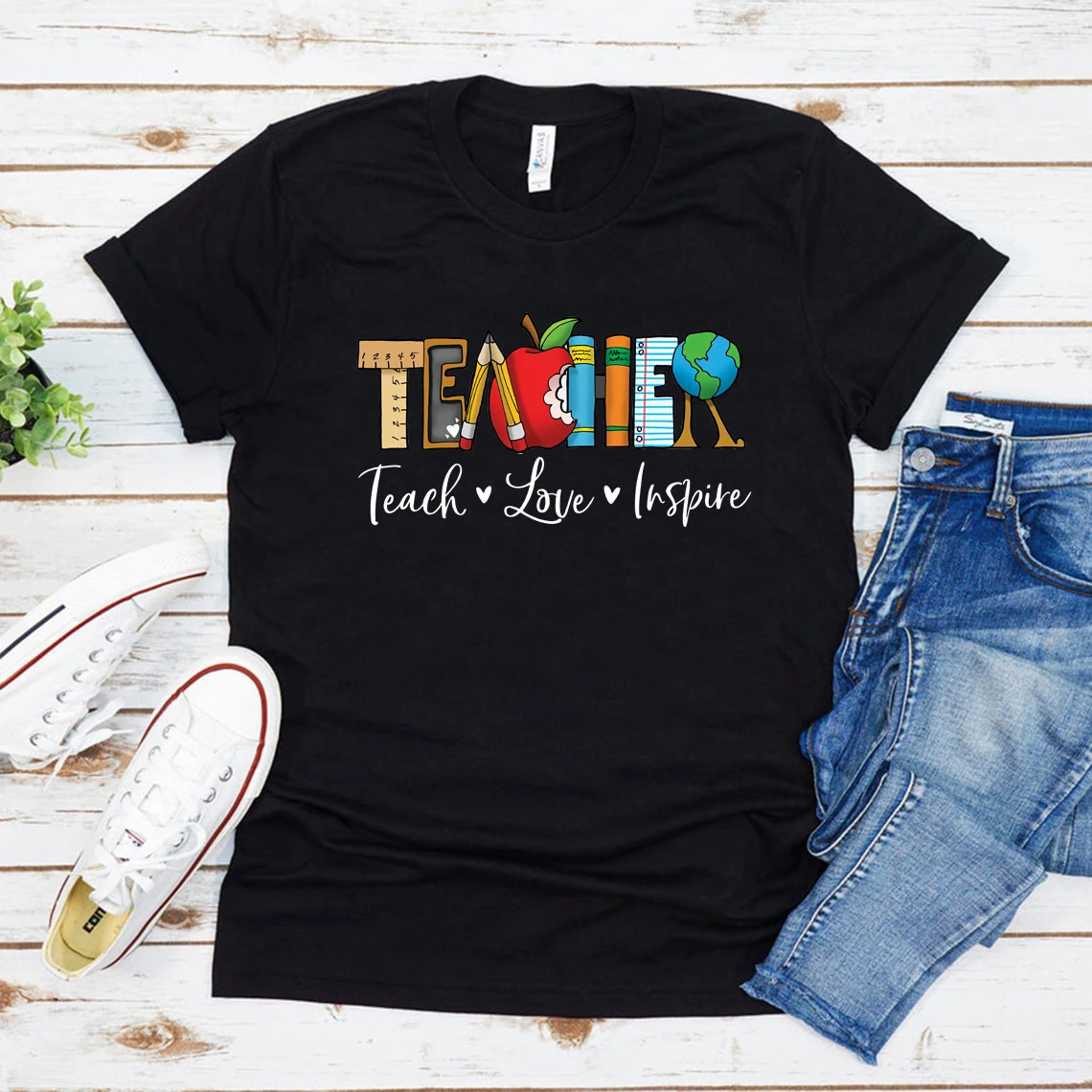 Top Trends: Inspirational Teacher Women Shirts Teach Love Inspire Shirt Back To School Tee Teacher Appreciation Tshirts Unisex Casual Tops Shoppable Styles