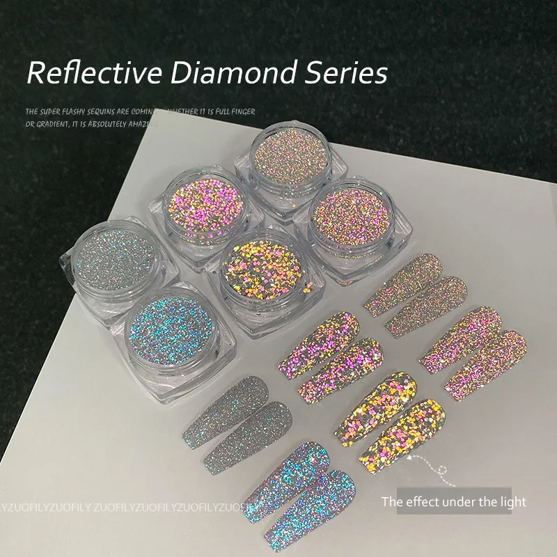 Top Trends: Boxed-1 Reflective Diamond Powder Nail Glitter Net 2-3g Shinning Crystal Rhinestone Pigment Dust UV Gel Polish Manicure Powder * Shoppable Styles