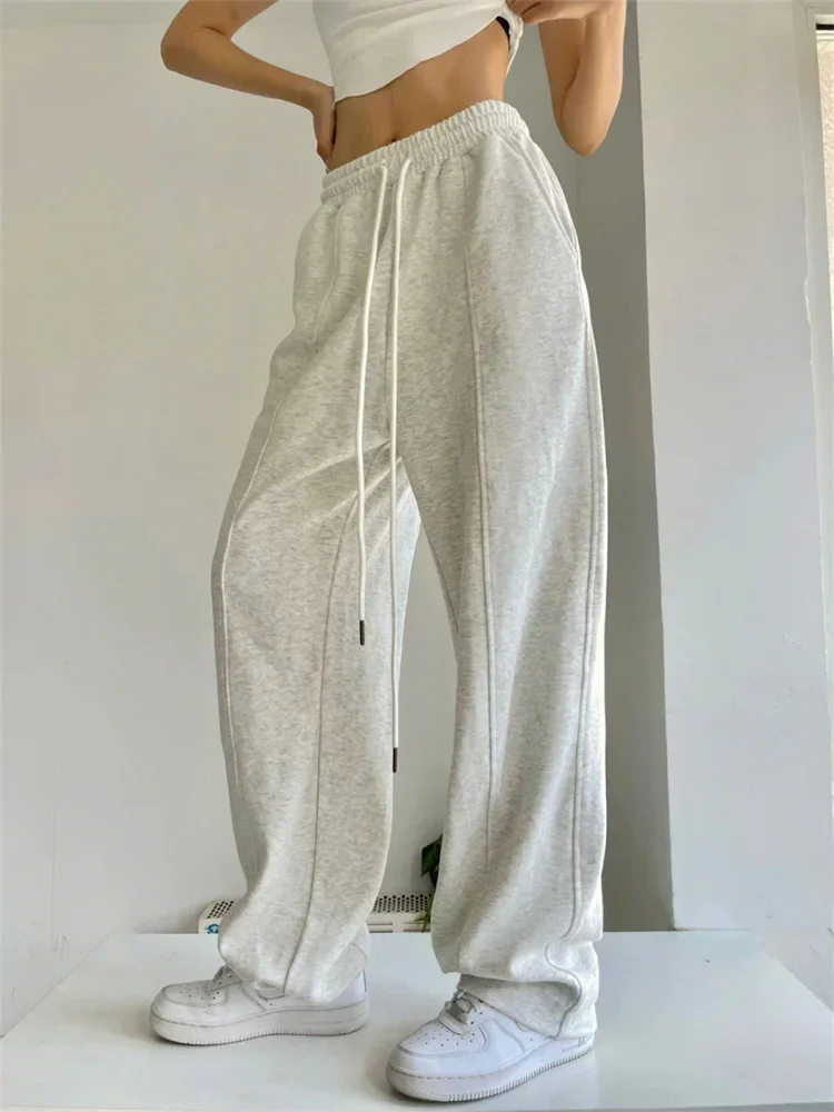 Top Trends: QWEEK Korean Fashion Joggers Sweatpants Women Harajuku Hip Hop Gray Wide Leg Track Pants Oversized Kpop Baggy Sports Trousers Shoppable Styles