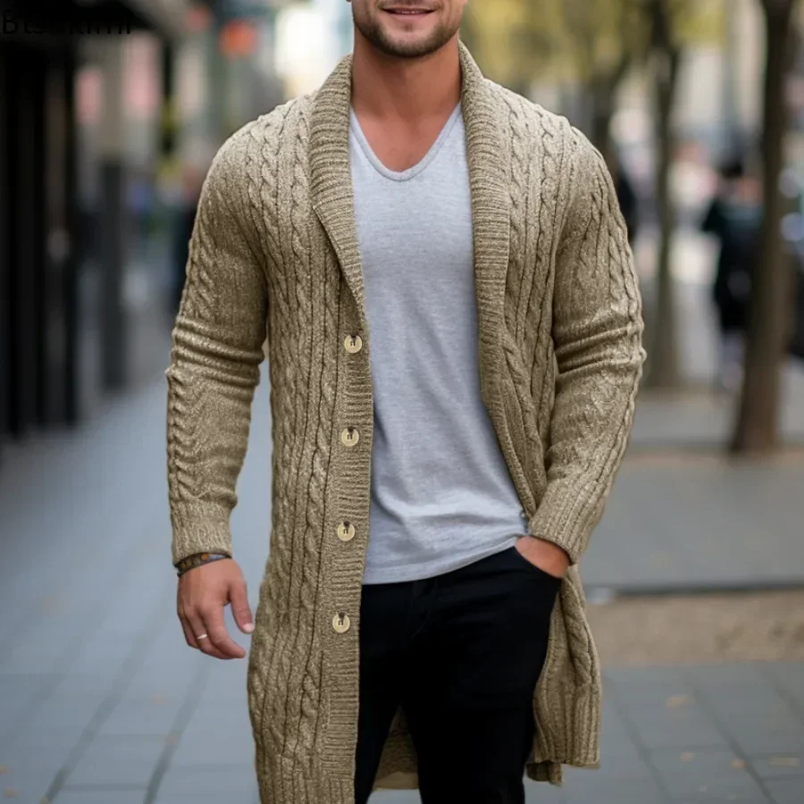 Top Trends: 2024Men's Knitting Cardigan Jacket Coats Spring Autumn Slim Fit Cardigan Coat Male British Style Button Long Sleeve Men Clothing Shoppable Styles