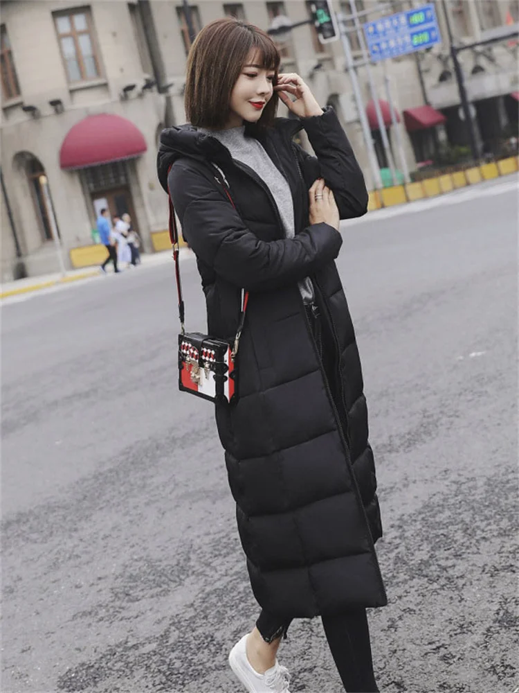 Top Trends: Winter Coat Women Black M-6XL Long Thick Warmth Hooded Parkas 2023 New Fashion Slim Drawstring Hat Snowproof Cotton Jacket Shoppable Styles