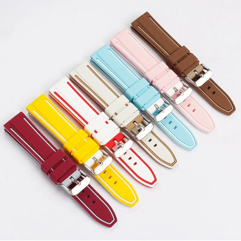 Top Trends: Silicone 20mm Watchband For Omega For Swatch For Co-branded Moon Watch Strap Quick Release Wristbelt DoubleColor Rubber Bracelet Shoppable Styles