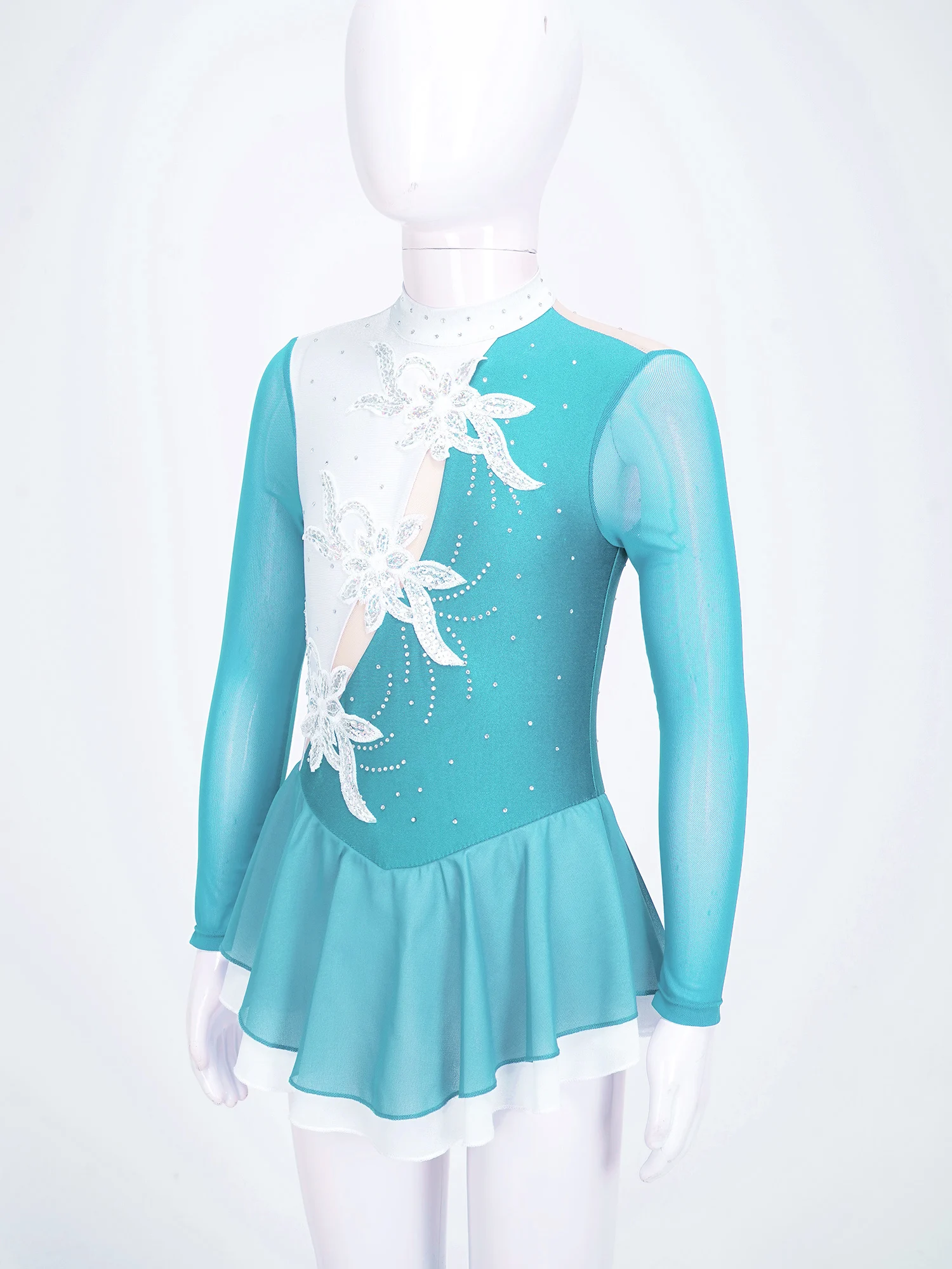 Top Trends: Kids Girls Long Sleeve Hollow Back Ballet Leotards Dance Dresses Sparkling Rhinestone Figure Ice Skating Dress Dance Performance Shoppable Styles - Image 5