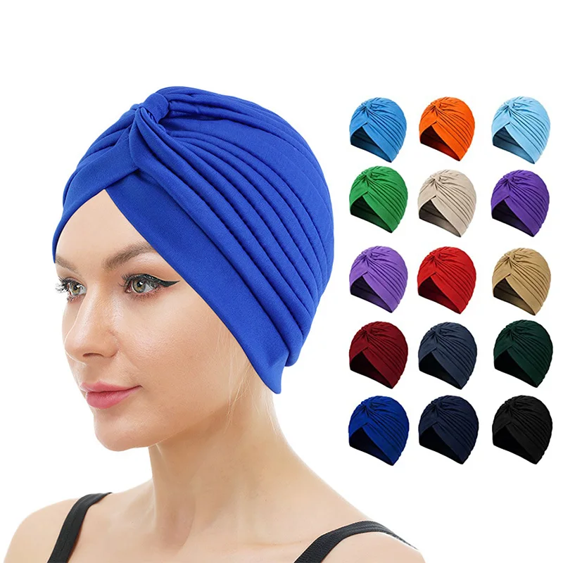 Top Trends: New Stretchy Turban Cap Chemo Head Beanie Cover Twisted Pleated Headwrap Assorted Colors Hair Cover Beanie Hats For Women Girls Shoppable Styles