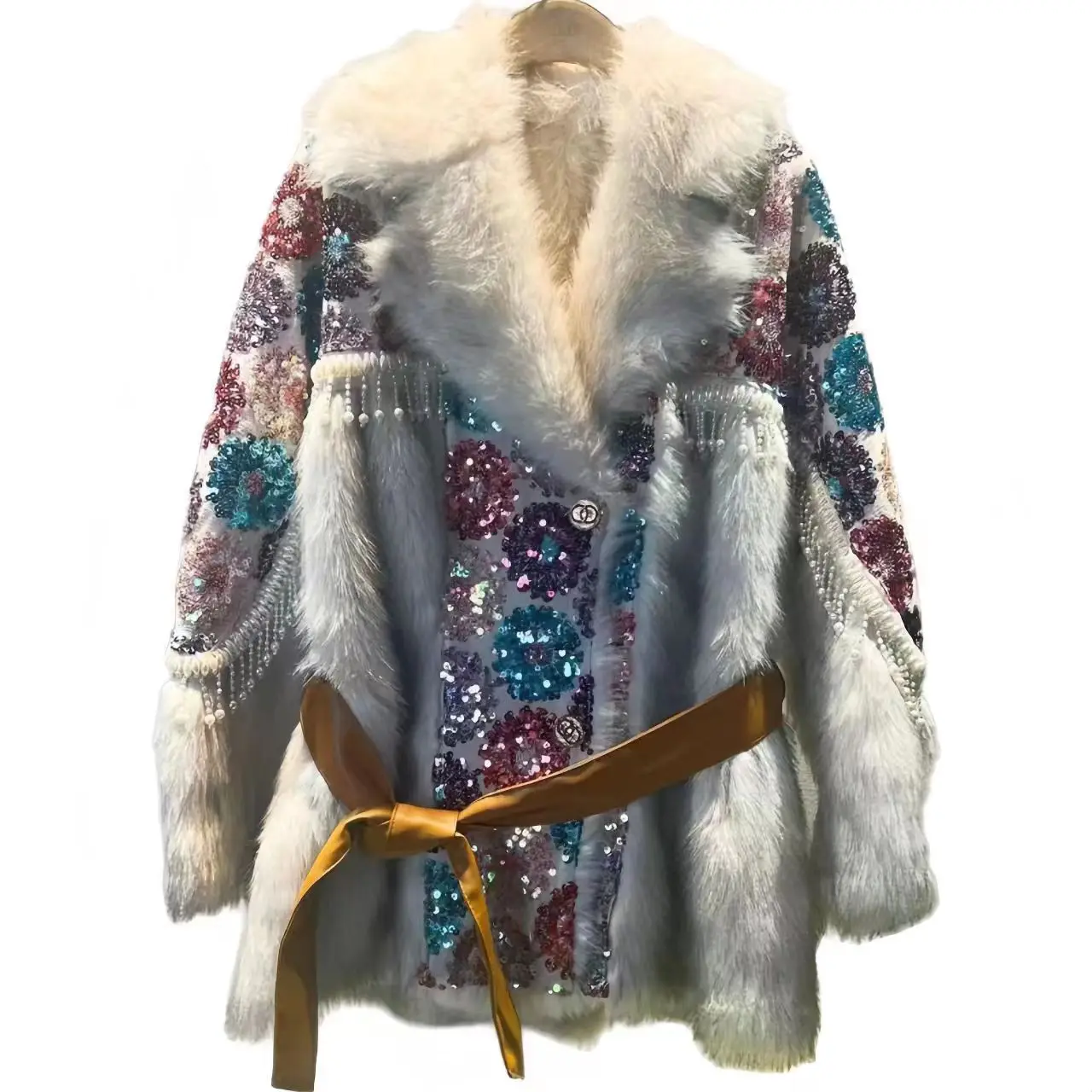 Top Trends: Faux Mink Fur Coat For Women, Sequins Jacket, Loose Long Overcoat, Thick Warm Female Clothing, New Fashion, High Quality, Winter Shoppable Styles