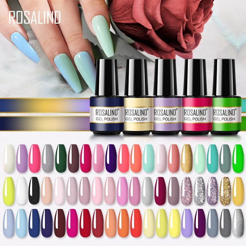 Top Trends: ROSALIND Pure Color Gel Nail Polish Glitter Gel Varnishes All For Nails Manicure Nail Art Base Top Coat UV Lamp Semi Permanent G Shoppable Styles