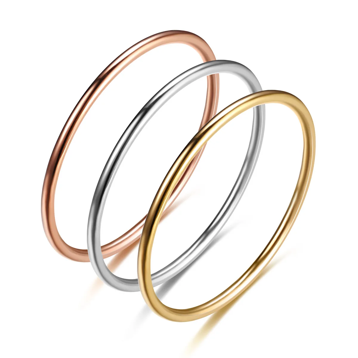 Top Trends: 1MM Thin Stainless Steel Silver Color Couple Ring Simple Fashion Rose Gold Color Finger Ring For Women Charm Jewelry Gifts Shoppable Styles