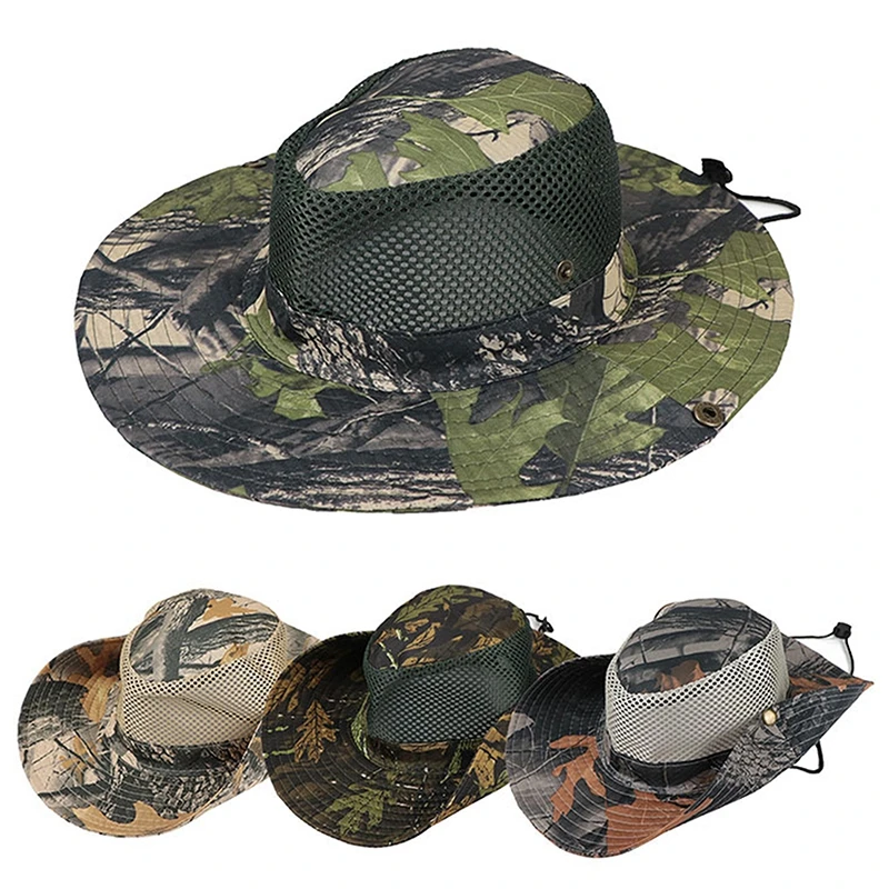 Top Trends: 2023 Summer Breathable Leaves Military Army Camouflage Mesh Stitching Bucket Hats For Men Hunting Hiking Fishing Climbing Hat Shoppable Styles