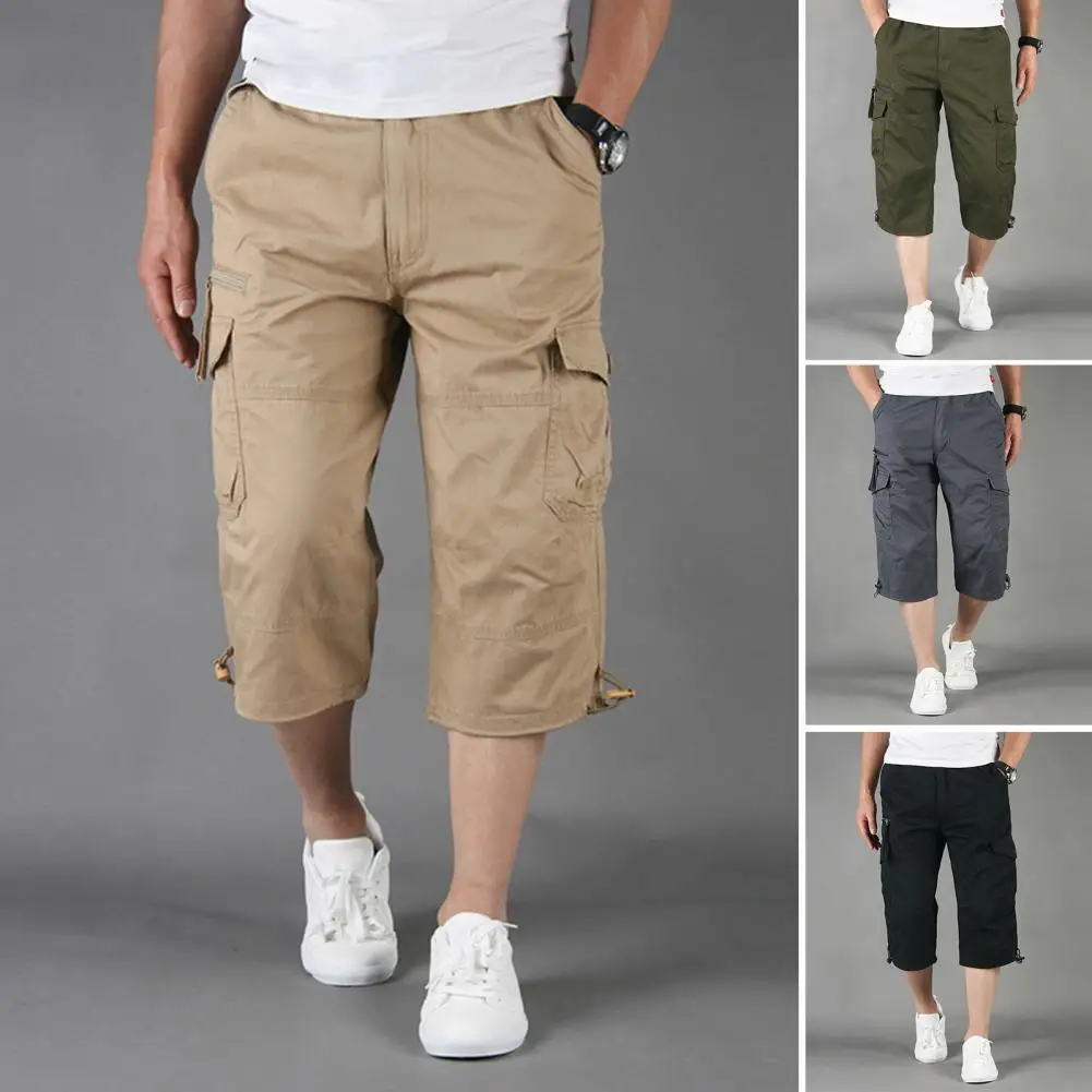 Top Trends: Knee Length Cargo Shorts Men's Summer Casual Cotton Multi Pockets Breeches Cropped Short Trousers Military Camouflage Shorts Shoppable Styles