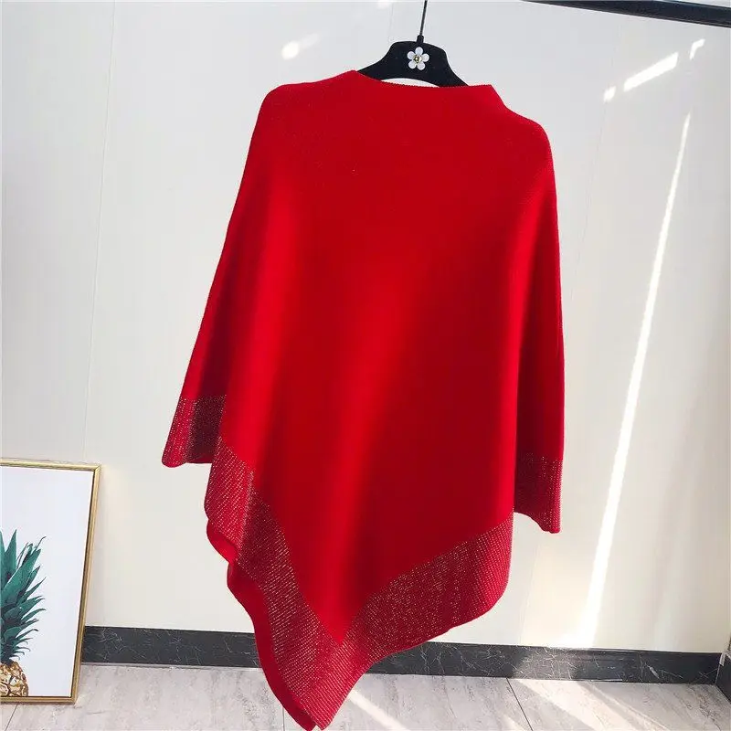 Top Trends: Sweater Pullover Cloak Cape Bat Knitwear Diamond Inlaid Little Fragrant Sweater Irregular Coat Elegant Temperament Top Shoppable Styles - Image 5