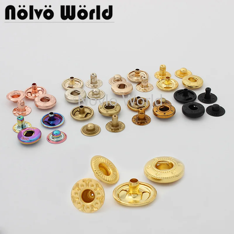 Top Trends: 50 Sets 10 Colors 12mm Rose Gold, K Gold, Black Copper Snap Fastener Press Button For Clothes Bag Closure Button Shoppable Styles