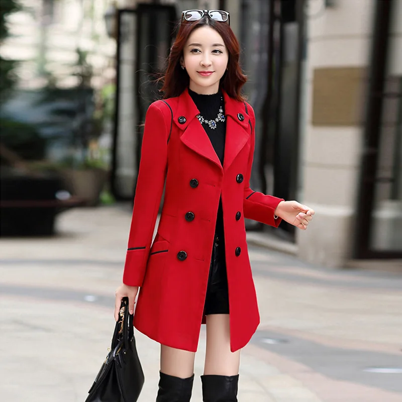 Top Trends: Autumn Winter Women Wool Coat 2022 Ladies Woolen Long Coat Female Fashion Slim-fit Double-Breasted Jacket With Belt S-3XL Shoppable Styles