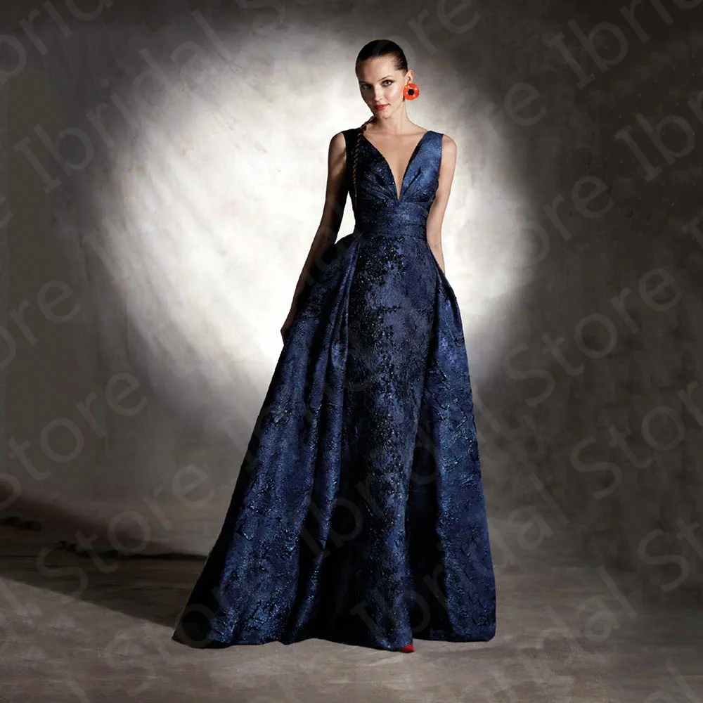 Top Trends: Exquisite Navy Blue Lace Mother Of The Bride Dress Sleeveless Dresses Back Out Wedding Guest Gowns 2023 V Neckline Shoppable Styles