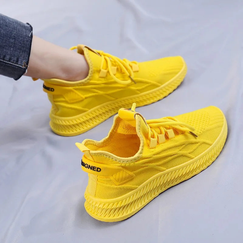 Top Trends: Fashion Spring Female Sneakers Women Shoes Korean Mesh Yellow Ladies Shoes Woman Lace Up Red Black Casual Shoes Breathable 2023 Shoppable Styles - Image 2