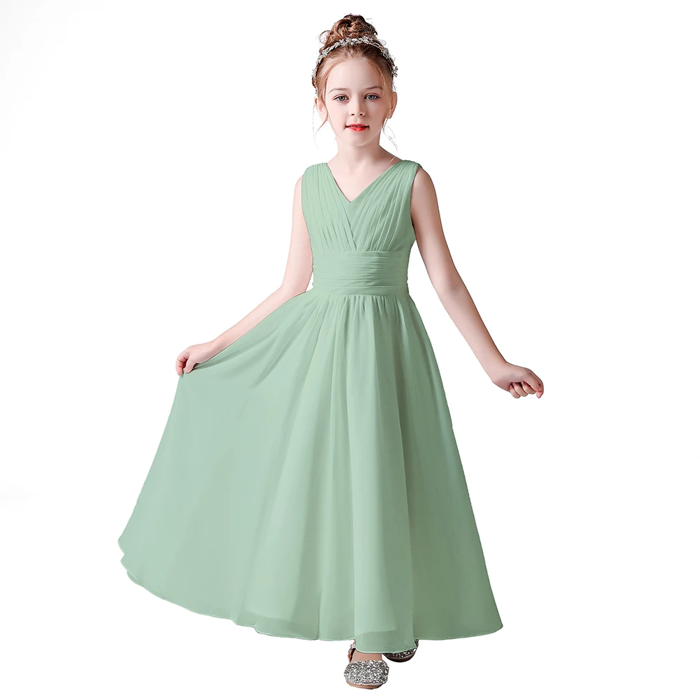 Top Trends: Dideyttawl Chiffon Junior Bridesmaid Dresses 2024 Sleeveless Flower Girl For Wedding V Neck Kids First Communion For Teens Shoppable Styles