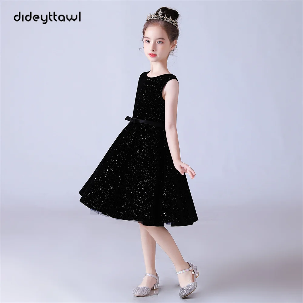 Top Trends: Dideyttawl Formal Dress For Kids Girl Birthday Party Princess Gowns Shiny Sleeveless Knee-Length Vintage Flower Girl Dresses Shoppable Styles